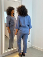 CALÇA ISABELA em LINHO azul jeans