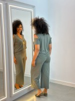 Calça DANIELA PANTACOURT FLUITY lisa verde militar