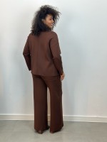 Calça Mônica Malha levemente Encorpada marrom CAFÉ