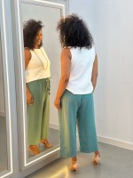 calça PANTACOURT SONAYARA em LINHO VERDE