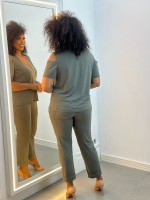 Calça Fluity Sequinha Lisa verde militar