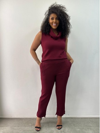 Calça Silvia Malha levemente Encorpada marsala