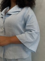 CAMISA carmen em LINHO azul bebê