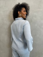 CAMISA carmen em LINHO azul bebê