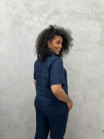 CAMISA LUIZA em LINHO MARINHO