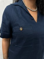 CAMISA LUIZA em LINHO MARINHO