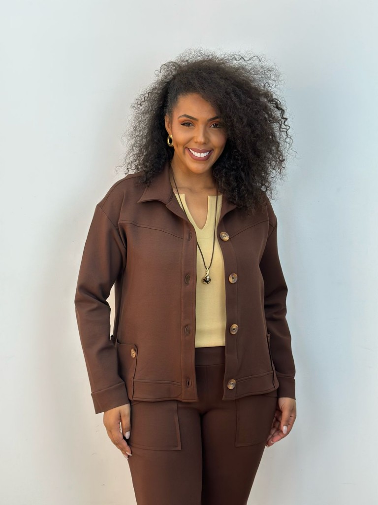 Jaqueta Isadora MALHA LEVEMENTE Encorpada marrom