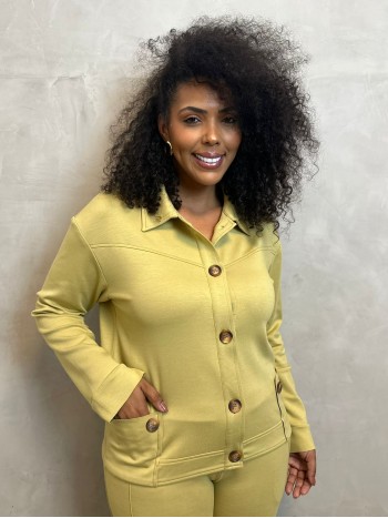 Jaqueta Isadora MALHA LEVEMENTE Encorpada pistache