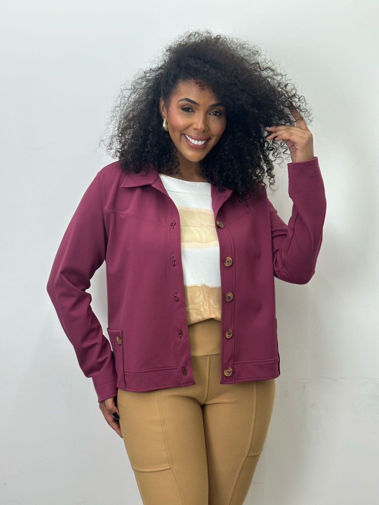 CASACO IDÁLIA Malha Encorpada marsala