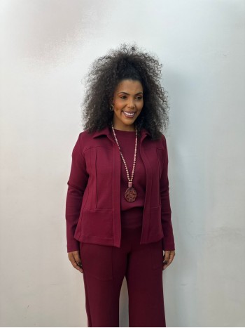 Jaqueta LOurdes Malha levemente Encorpada marsala