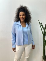 Jaqueta LOurdes Malha levemente Encorpada azul bebê