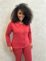 casaco Liziane MALHA LEVEMENTE Encorpada carmim