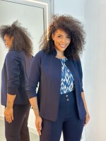 Casaco Carol Malha Encorpada texturizada marinho