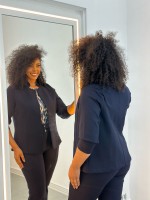 Casaco Carol Malha Encorpada texturizada marinho