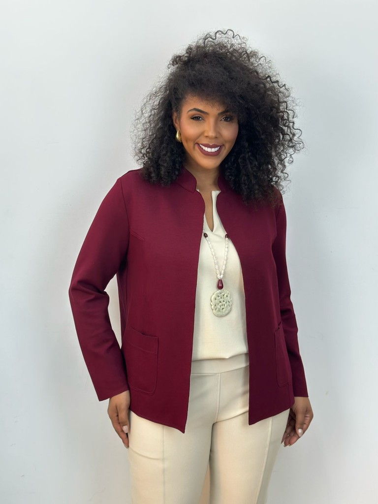 Casaco Erica MALHA LEVEMENTE Encorpada bordô