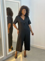 MACACÃO ESTELA em LINHO preto