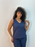 Regata Luciana Malha levemente encorpada marinho