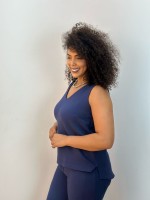 Regata Luciana Malha levemente encorpada marinho