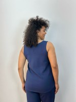 Regata Luciana Malha levemente encorpada marinho