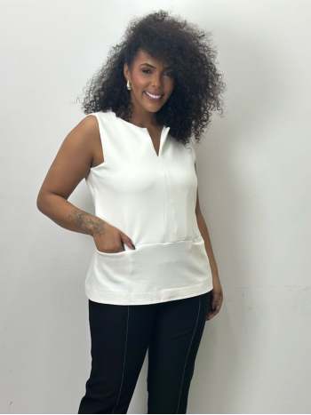 Regata Hélia Malha levemente encorpada off-white