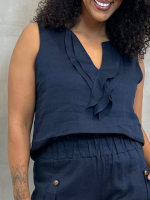 REGATA NEUZA em linho MARINHO