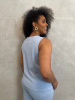 Regata carina Malha Levemente encorpada azul bebê