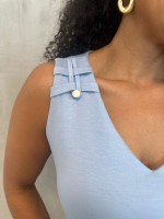 Regata carina Malha Levemente encorpada azul bebê