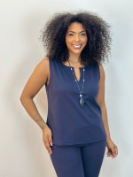 Regata Katia Malha encorpada texturizada marinho