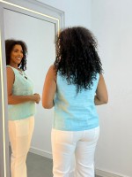 REGATA RENATA em linho azul tifany