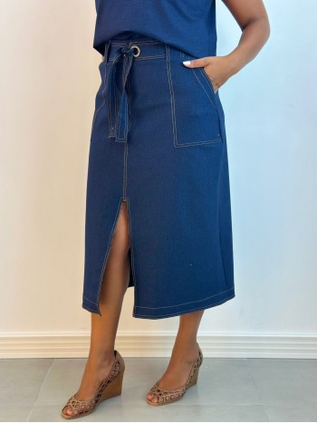 SAIA MIDI MALHA JEANS LIZIANE 
