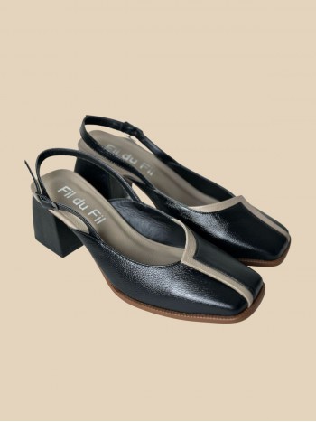 sling back preto c/ nude