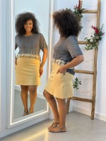 Shorts Saia Betina Malha Levemente ENCORPADA camelo