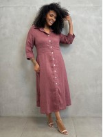 CHEMISE MAITÊ EM LINHO ROSA ANTIGO