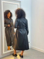 VESTIDO CHEMISE COURO ECO preto