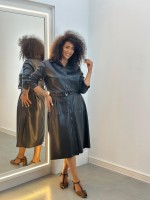 VESTIDO CHEMISE COURO ECO preto
