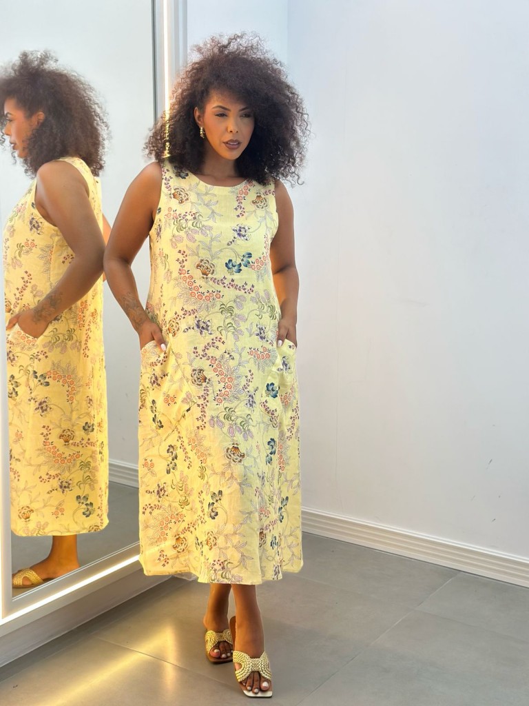 VESTIDO LíGIA EM LINHO estampa floral