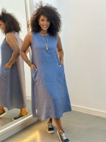 VESTIDO LíGIA EM LINHO azul jeans