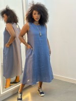 VESTIDO LíGIA EM LINHO azul jeans