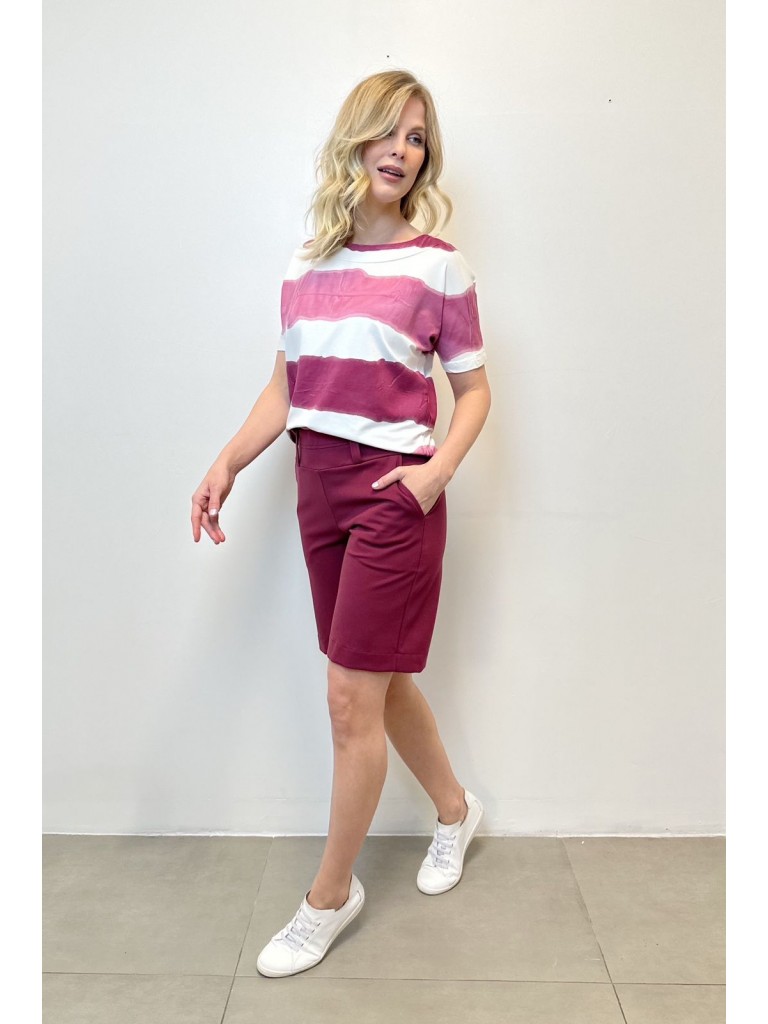 Bermuda Thais Malha encorpada framboesa