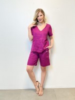 BERMUDA iva em linho fúcsia