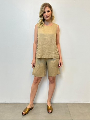 BERMUDA iva em linho areia