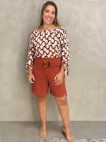 Bermuda cássia Malha levemente Encorpada terracota