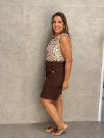 BERMUDA CRIS em LINHO MARROM