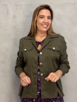 BLAZER karina em LINHO verde militar