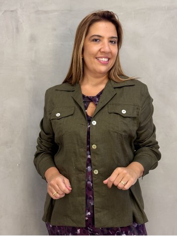 BLAZER karina em LINHO verde militar