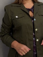 BLAZER karina em LINHO verde militar
