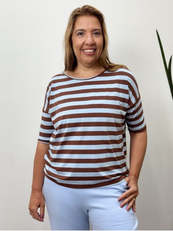 blusa listrada manga curta
