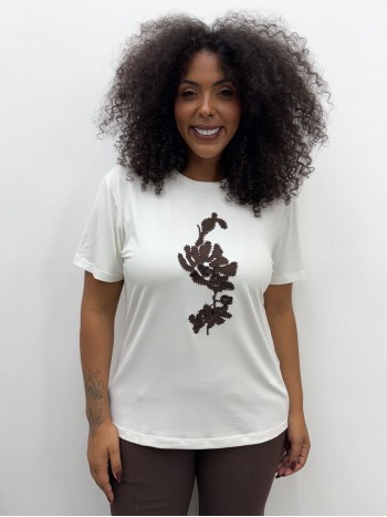 BLUSA COURO E PEDRARIA