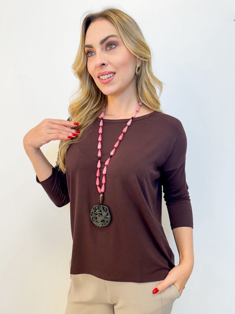 BLUSA VISCOMALHA MANGA 3/4