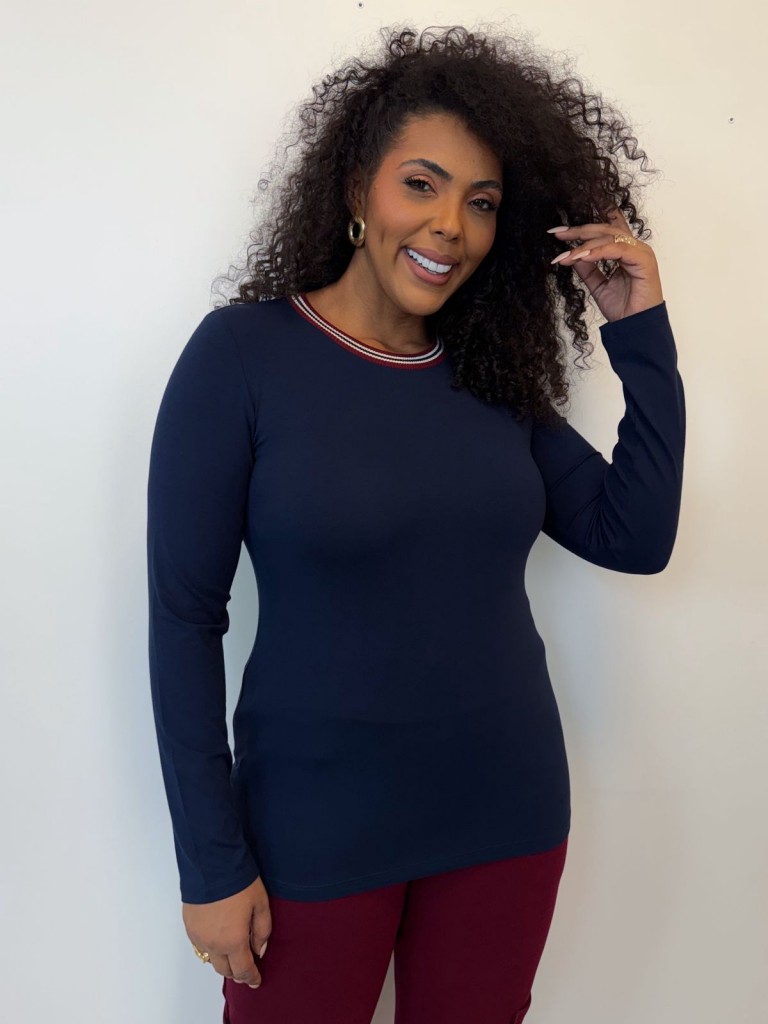 BLUSA GOLA RIBANA MARINHO